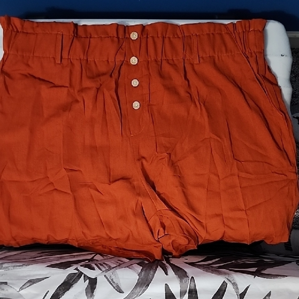Women's Orange Button-Up Shorts